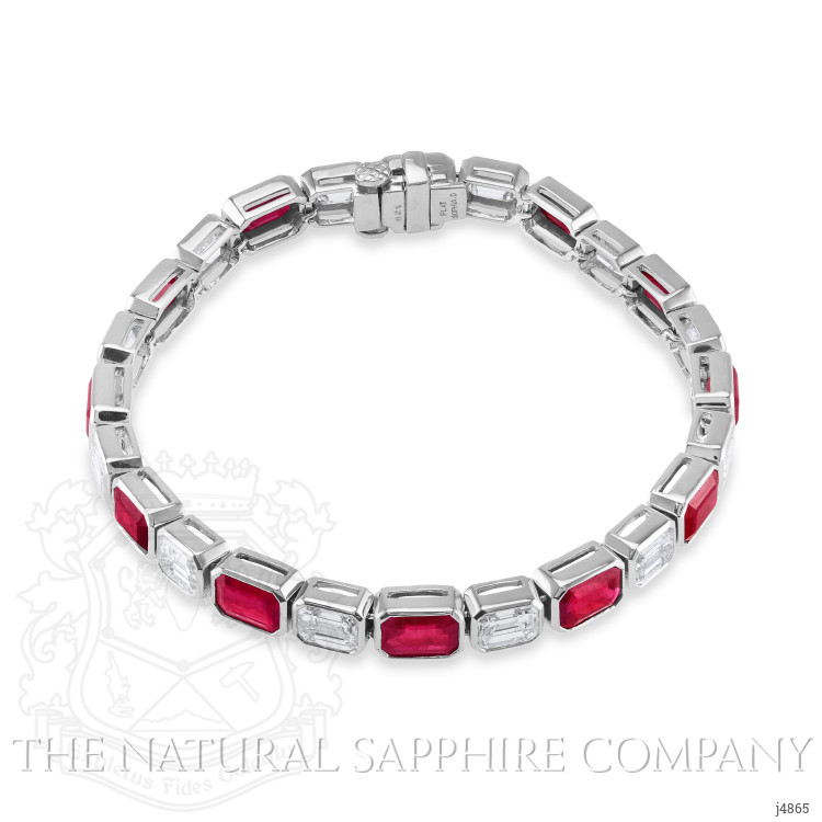 12.69 Ct.Tw. Ruby Natural Diamond Tennis/Line Bracelet, Platinum 950